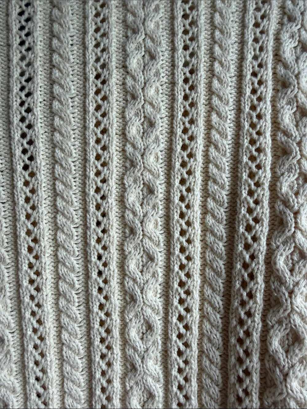 Lauren Ralph Lauren Ivory Cable-Knit V-Neck Sweater 100% Cotton - Picture 7 of 7
